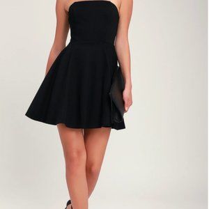 Black strapless mini dress